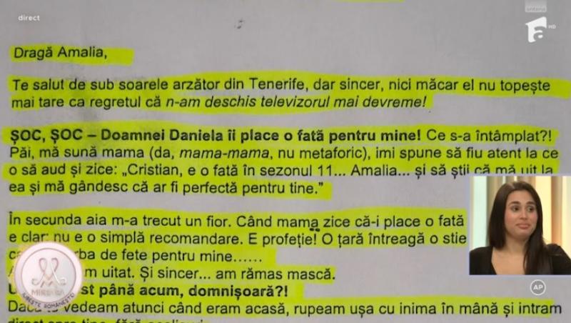 Mireasa sezonul 11. Doamna Adina, mama lui Robert, a intervenit telefonic. Ce a ținut să-i spună Amaliei despre Marinescu