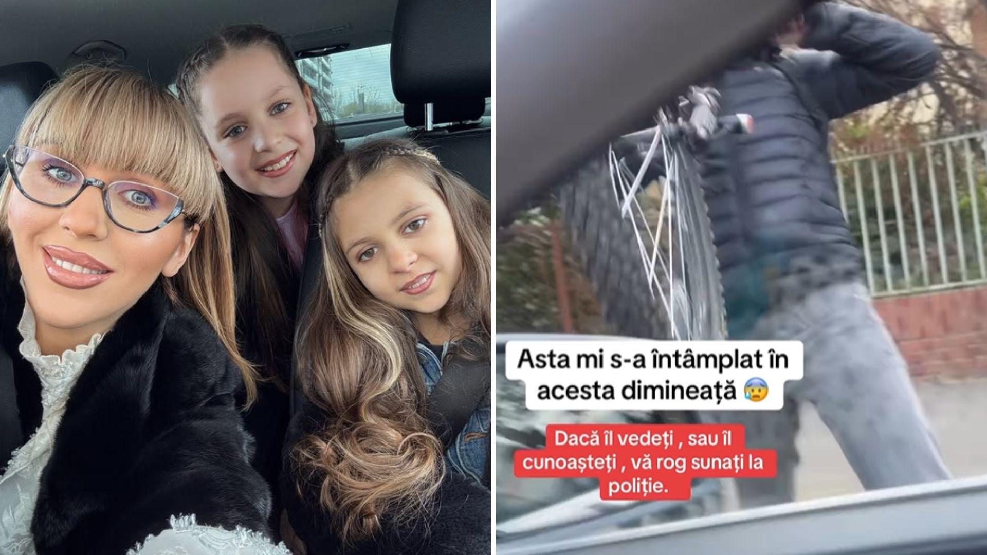 Dana Roba a fost atacată &icirc;n trafic, chiar de față cu fetițele ei. Agresorul a &icirc;nceput să dea cu pumnii și cu bicicleta &icirc;n mașină