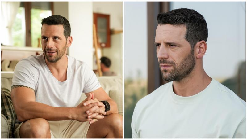 Colaj cu Adrian Nartea în două ipostaze diferite pe platourile de filmare de la „Iubire cu parfum de lavandă”