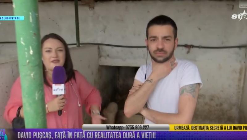 David Pușcaș a dat o probă de angajare la o fermă de porci. Ce a urmat când a dat nas în nas cu purceii. Imagini de pomină