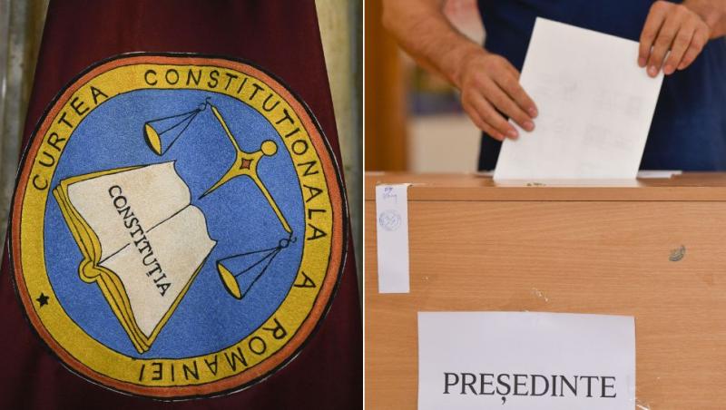 colaj curtea constituțională a româniei, bărbat care ntroduce buletinul de vot în urnă pentru prezidențiale 2025