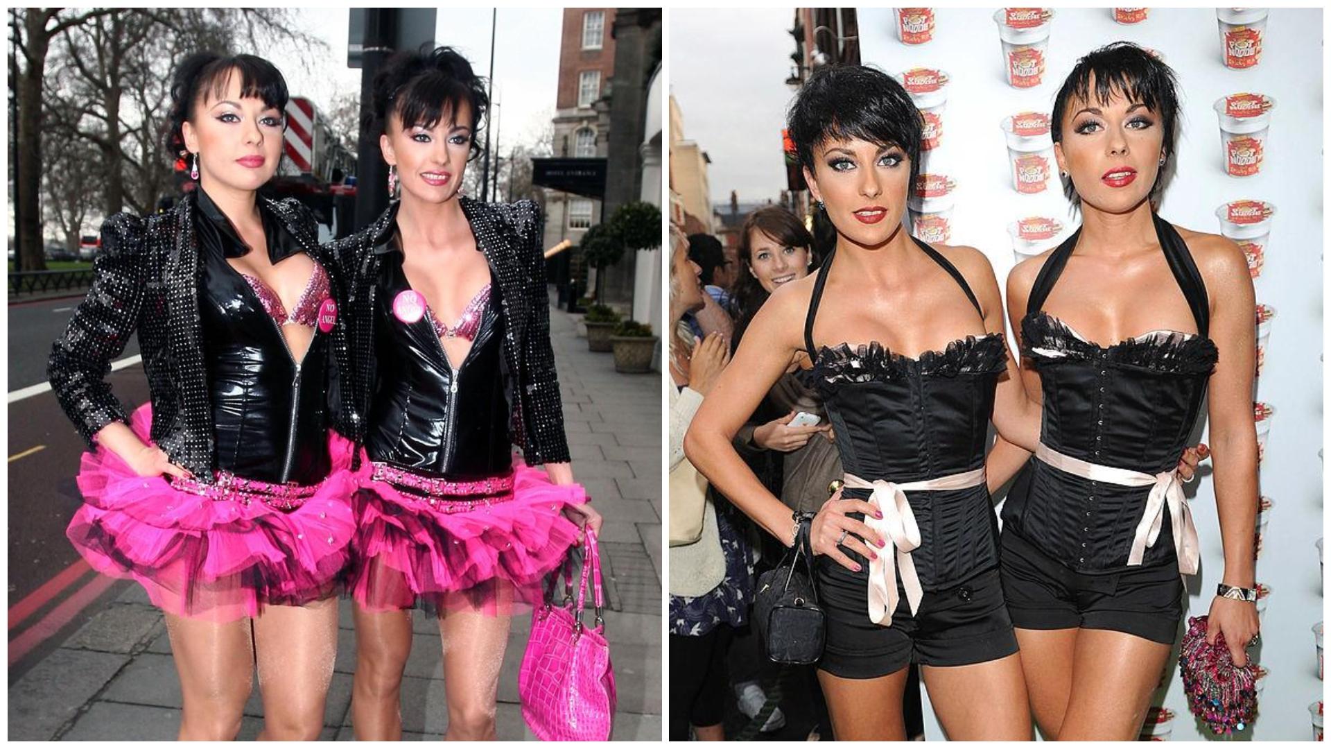 Colaj din două poze cu fetele de la Cheeky Girls