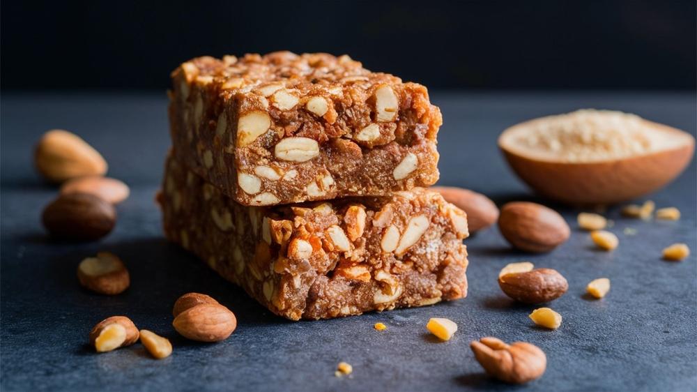 Batonul proteic cu nuci este perfect pentru o gustare atât pentru adulți, cât și pentru copii