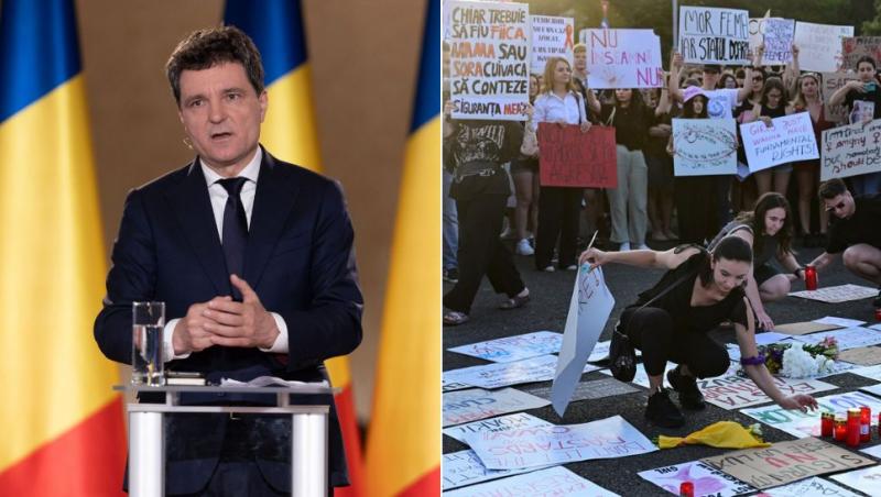 colaj nicușor dan și oameni la protestul pentru siguranta femeilor din piața victoriei 18 iunie 2025