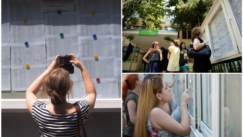 colaj foto cu elevi de bacalaureat vazandu-si notele