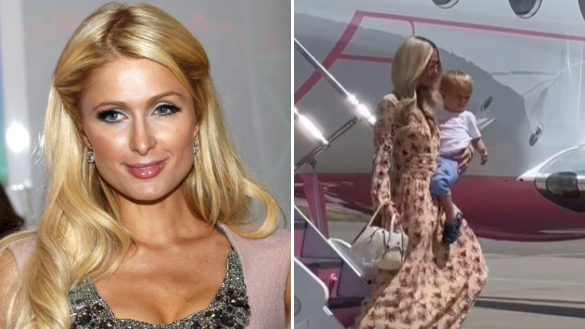 VIDEO Paris Hilton a aterizat pe aeroportul din Craiova, alături de fiul ei. Va urca mâine seară pe scena Festivalului IntenCity
