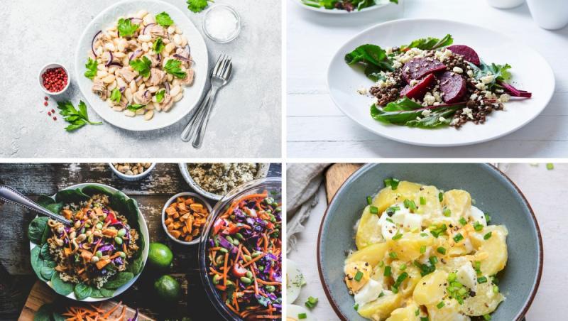 4 farfurii cu salate sățioase pentru cină