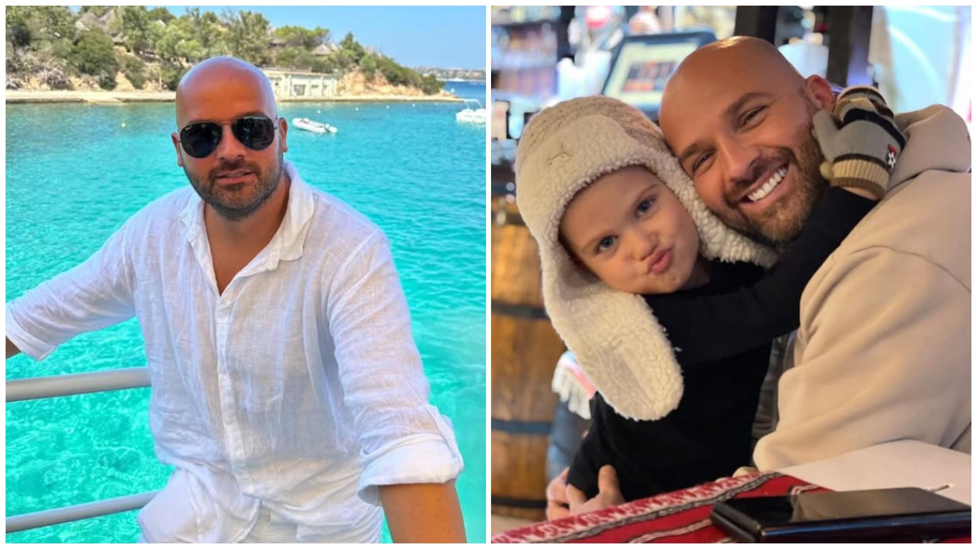 Colaj cu Andrei Ștefănescu în două ipostaze diferite alături de fiul lui, Ayan