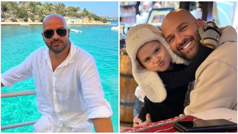 Colaj cu Andrei Ștefănescu în două ipostaze diferite alături de fiul lui, Ayan