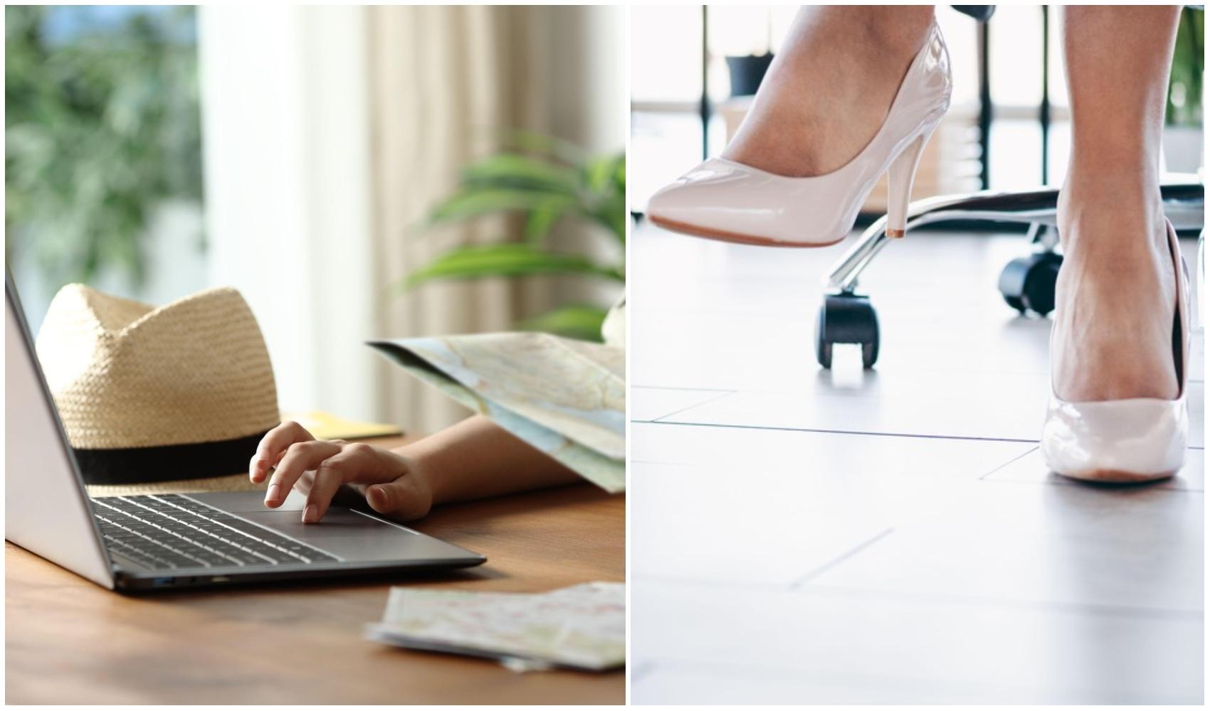colaj foto cu laptop si pantofi