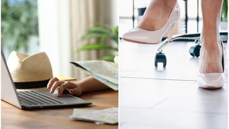 colaj foto cu laptop si pantofi