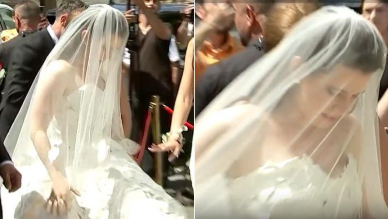 colaj kira hagi în rochie de mireasă