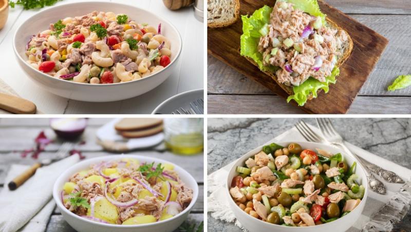 Salatele cu ton pot fi servite la prânz sau la cină pentru că sunt sățioase și bogate în nutrienți