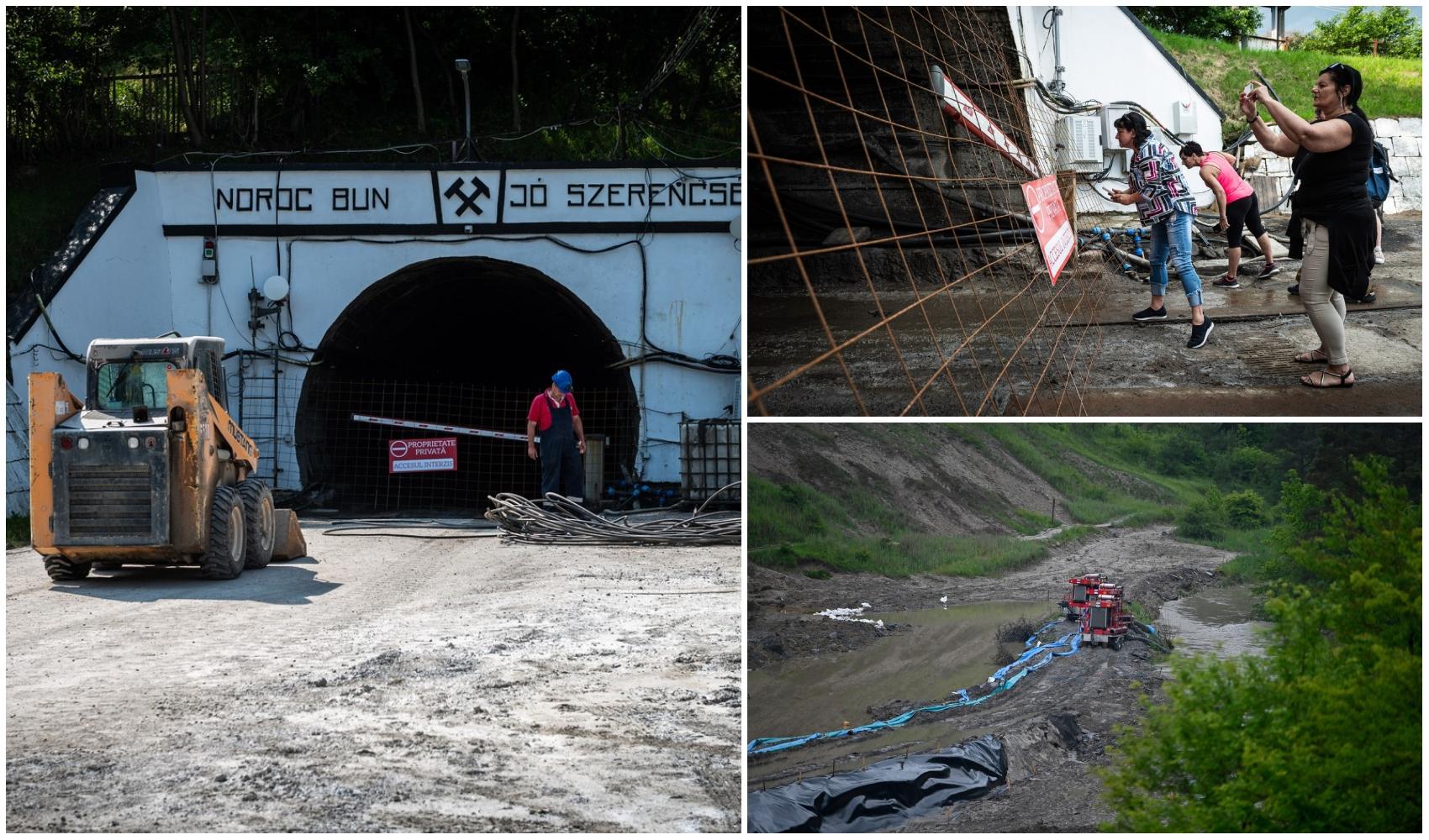 colaj foto cu oameni care pozeaza salina praid si poze cu masini de interventie
