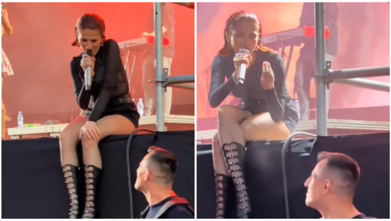 Colaj cu Lidia Buble și un jandarm în timpul concertului de la Craiova