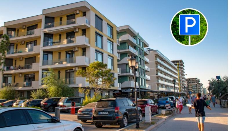 Locuri de parcare din Constanța și indicator rutier reprezentativ parcării