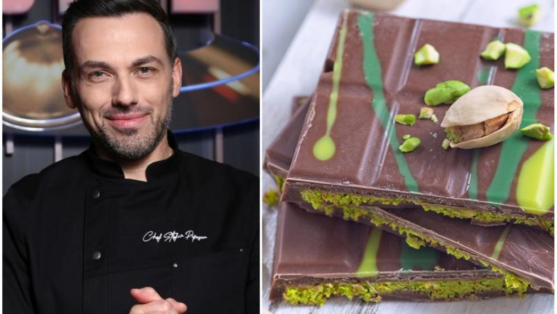 colaj foto cu chef stefan popescu si poza cu ciocolata dubai