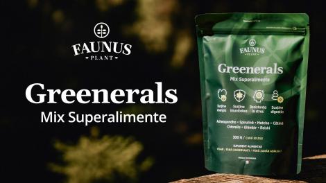 (P) Superalimentul Greenerals de la Faunus Plant - Soluția naturală pentru stres și echilibru