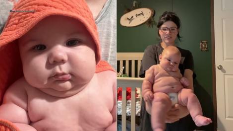 Bebelușul gigant care a devenit viral pe internet. Ce măsură poartă la haine la doar 4 luni