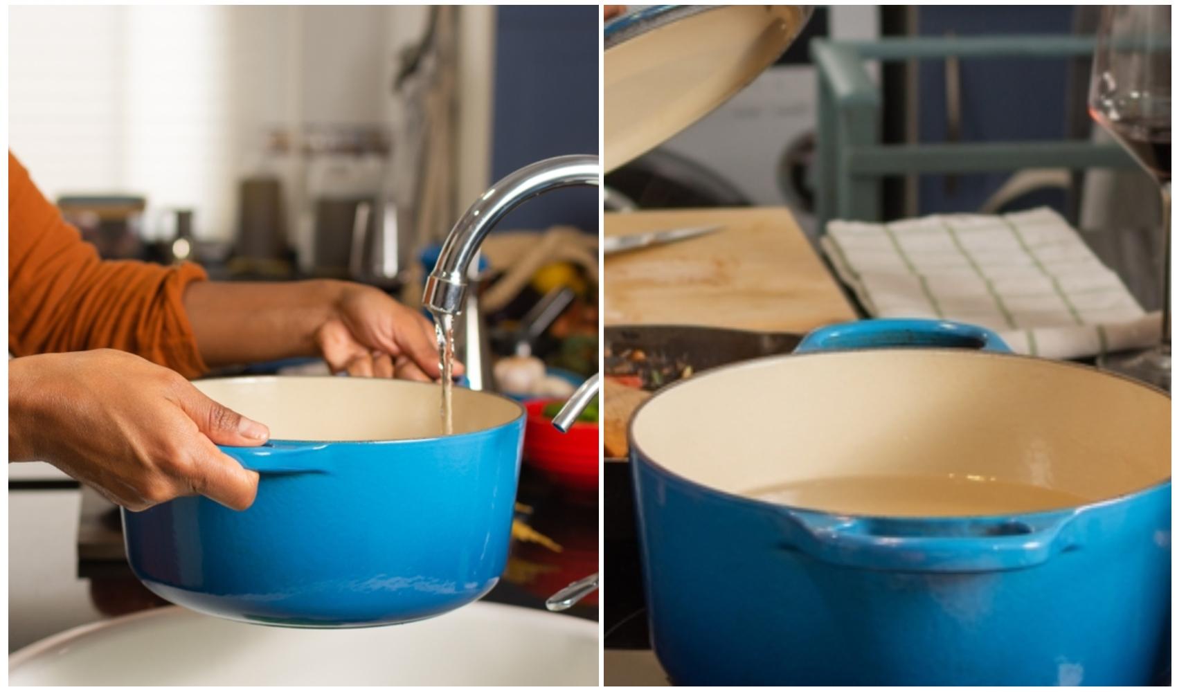 imagine cu o femeie care foloseste o oala cu apa