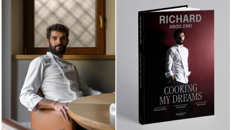colaj foto cu richard abou zaki si poza cu cartea lui, cooking my dreams