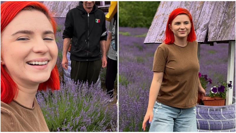 Cristina Ciobănașu într-un câmp de lavandă