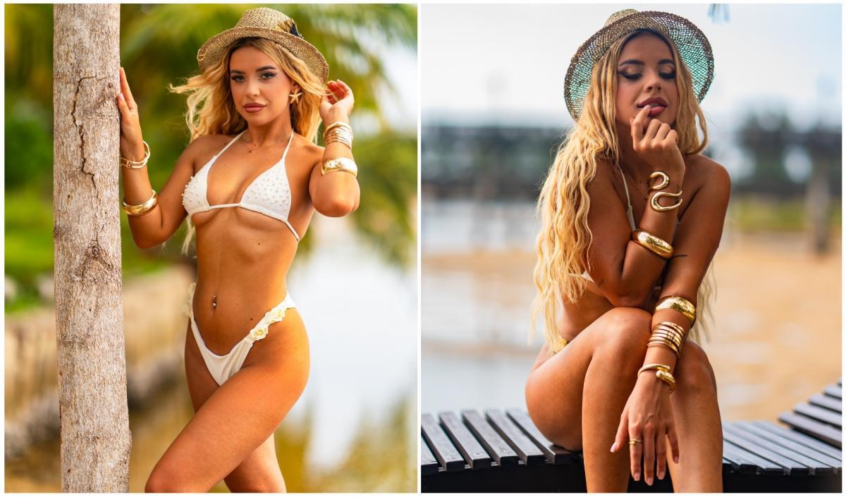 colaj foto cu ispita nicoleta balint si sigla emisiunii insula iubirii sezonul 9