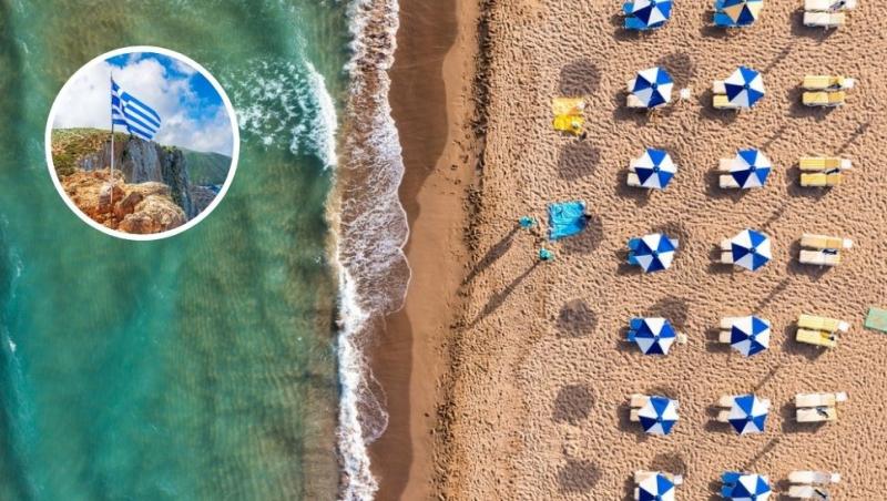 colaj plaja Glyfada, steagul greciei