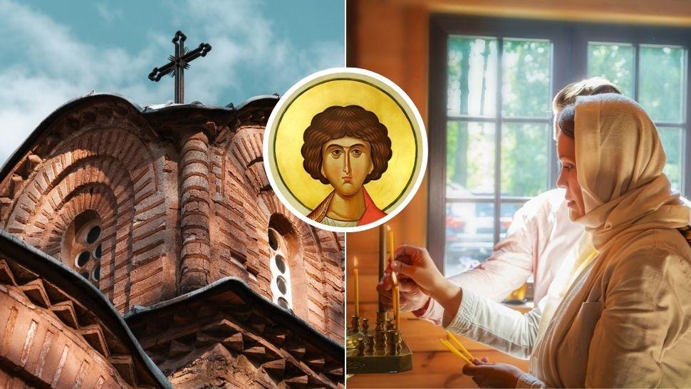 colaj biserică, creștini care aprind lumânare, sfântul pantelimon