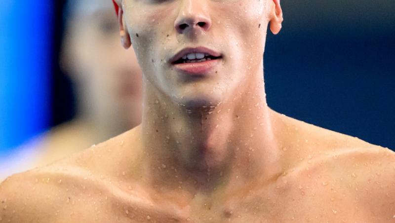 David Popovici, în semifinale la 200 de metri liber la Campionatul Mondial de Natație. Olimpicul se află la Singapore