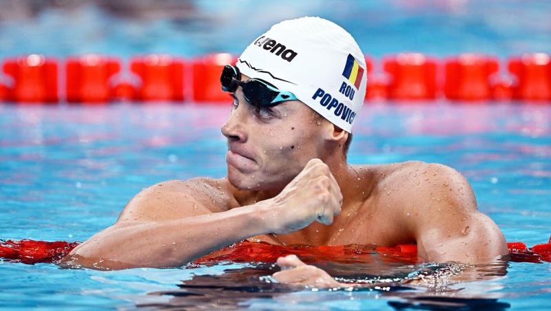 David Popovici s-a calificat în finala de 200 m liber la Mondialele de Natație de la Singapore. Campionul, primul în semifinala sa