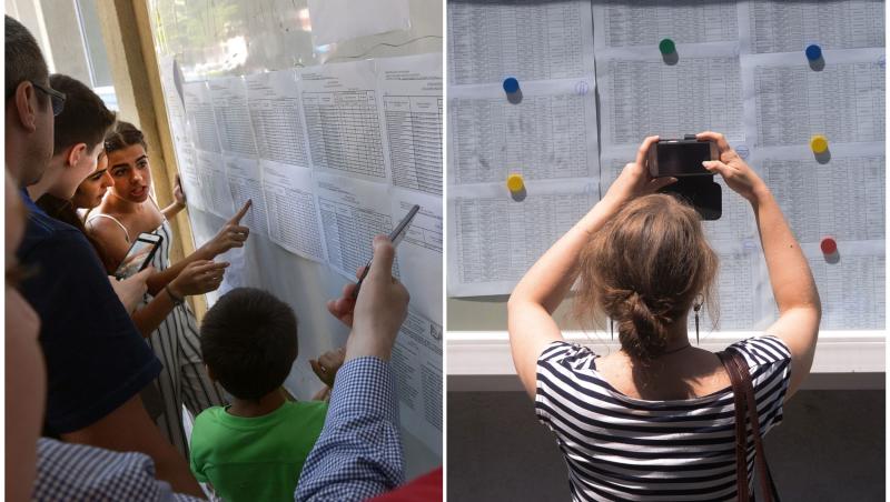 colaj foto cu elevi la evaluarea nationala care isi afla notele