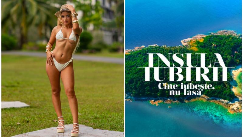 colaj foto cu ispita nicoleta balint si sigla emisiunii insula iubirii sezonul 9