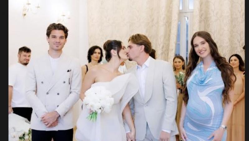 Răzvan Marin s-a căsătorit civil. Câte ținute a schimbat Crina. Iubita fotbalistului a strălucit în ziua nunții