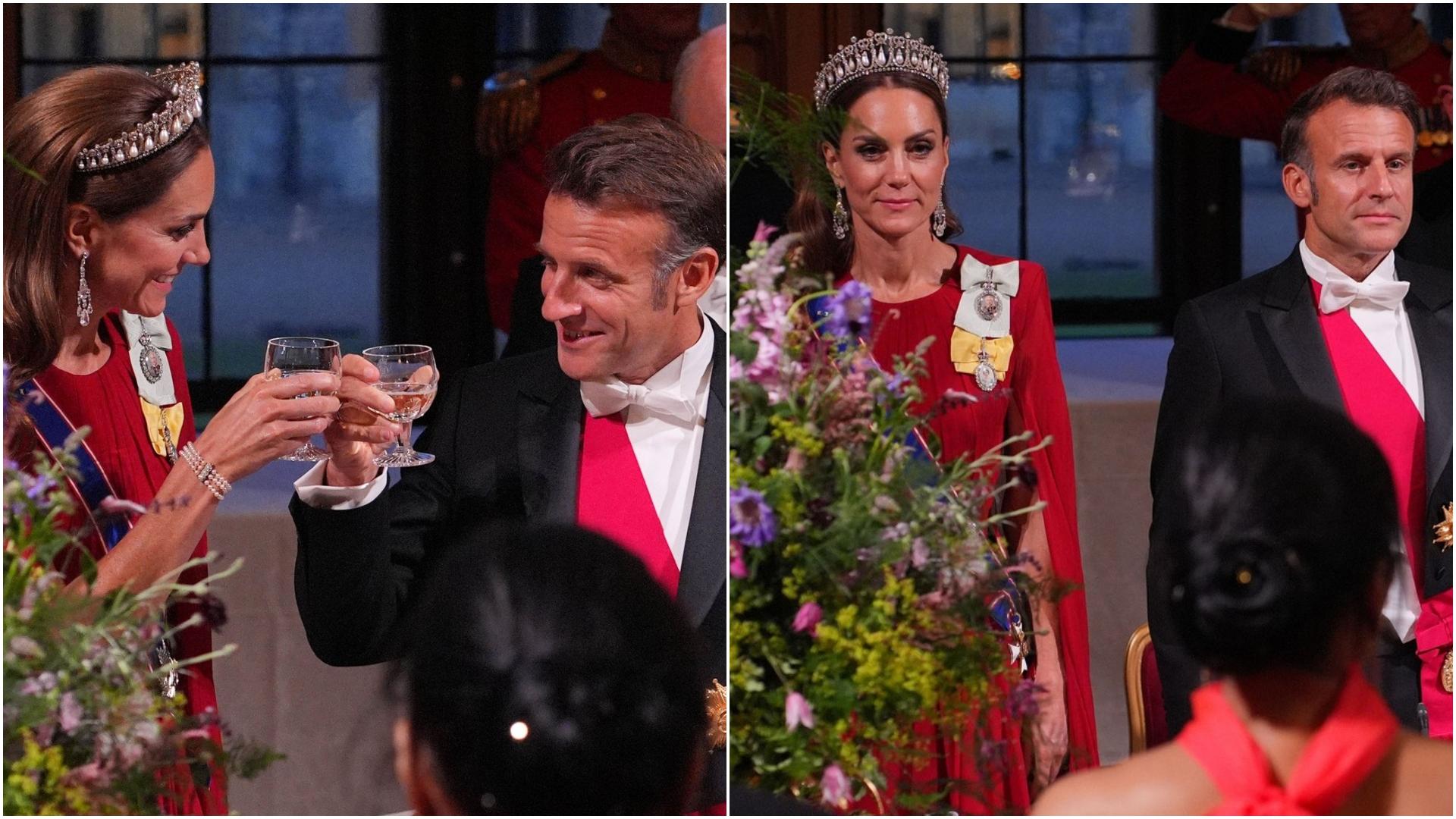 colaj foto emmanuel macron si kate middleton le dineul regal