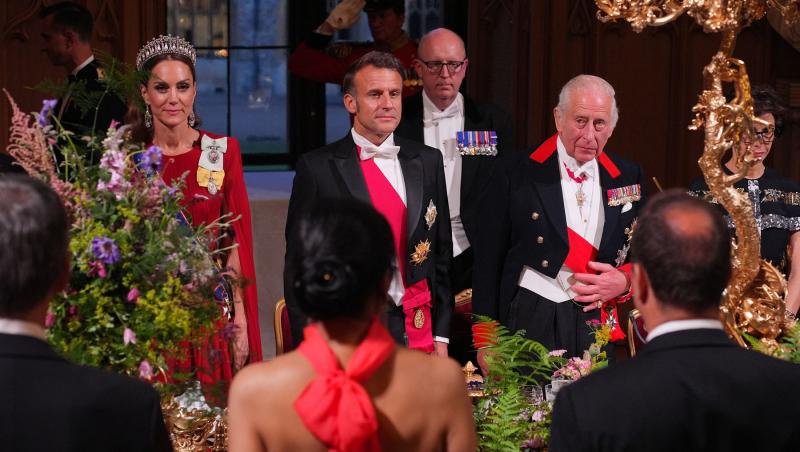 Gestul neobișnuit făcut de Emmanuel Macron față de Printesa Kate, în timpul vizitei istorice din Marea Britanie