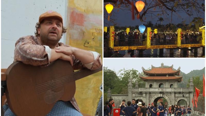 colaj foto cu imagini din emisiunea asia express si poza cu marius damian