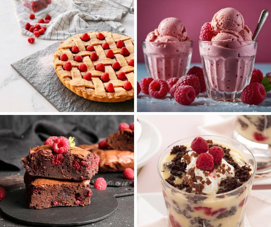 mai multe deserturi cu zmeură