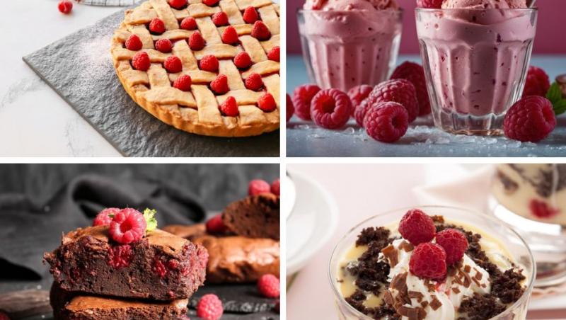 mai multe deserturi cu zmeură