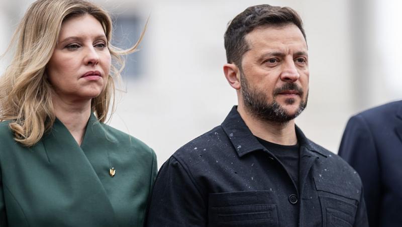 Volodimir Zelenski alături de soția lui, participând la un eveniment