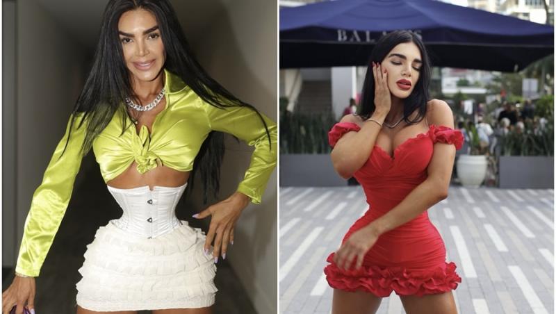 Două îmagini cu Aleira Avendaño, etalându-și talia de viespe