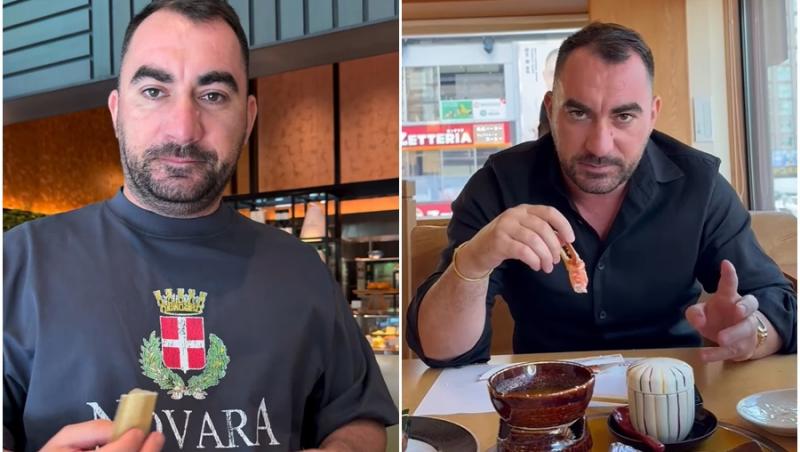 Două imagini cu Pescobar mâncând