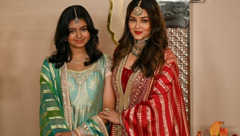 Aishwarya Rai alături de fiica ei, ambele îmbrăcate în ținute tradiționale indiene