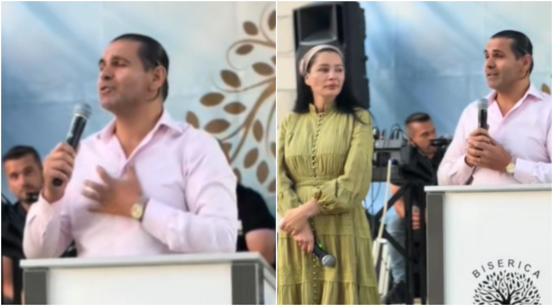 colaj foto Brigitte și Florin Pastramă la biserica