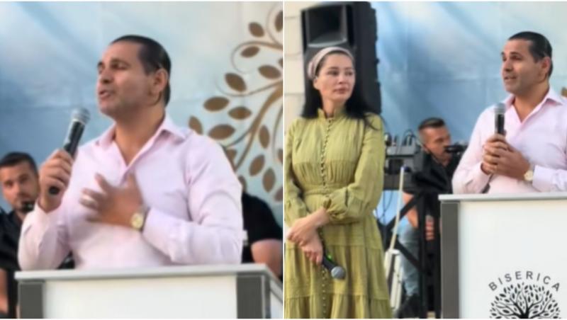 colaj foto Brigitte și Florin Pastramă la biserica