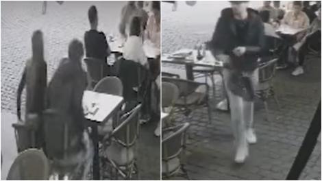 Momentul în care doi tineri fug de la o terasă din Timișoara, fără să plătească. Au fost surprinși de camerele de supraveghere