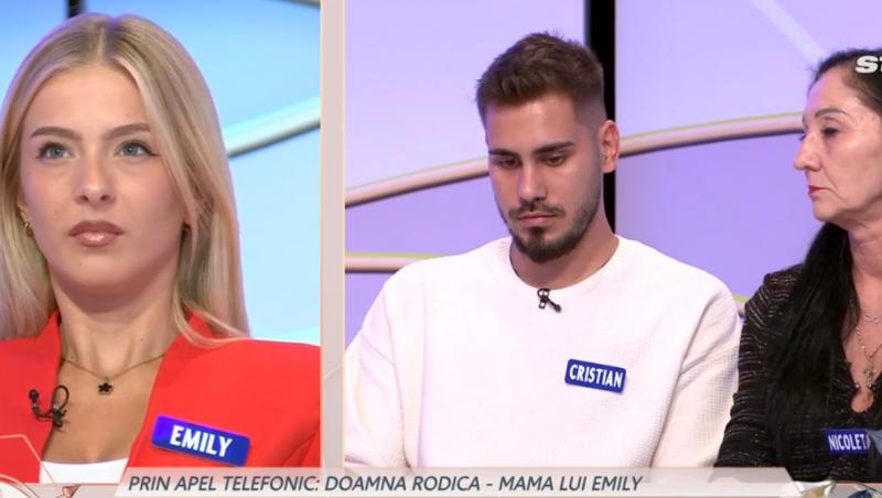 Mireasa sezonul 12. Mama lui Emily a intervenit telefonic. Spune că îl place pe Cristian și dorește să îi fie ginere