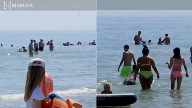 colaj oameni pe plajă în românia