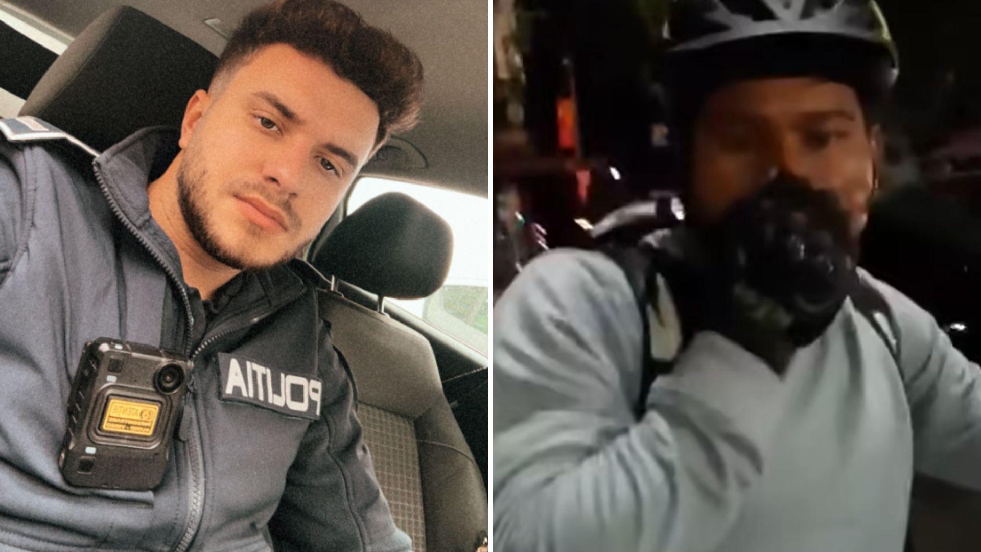 Cine este t&acirc;nărul polițist care l-a prins pe agresorul livratorului asiatic din București. Reacții virale pe internet