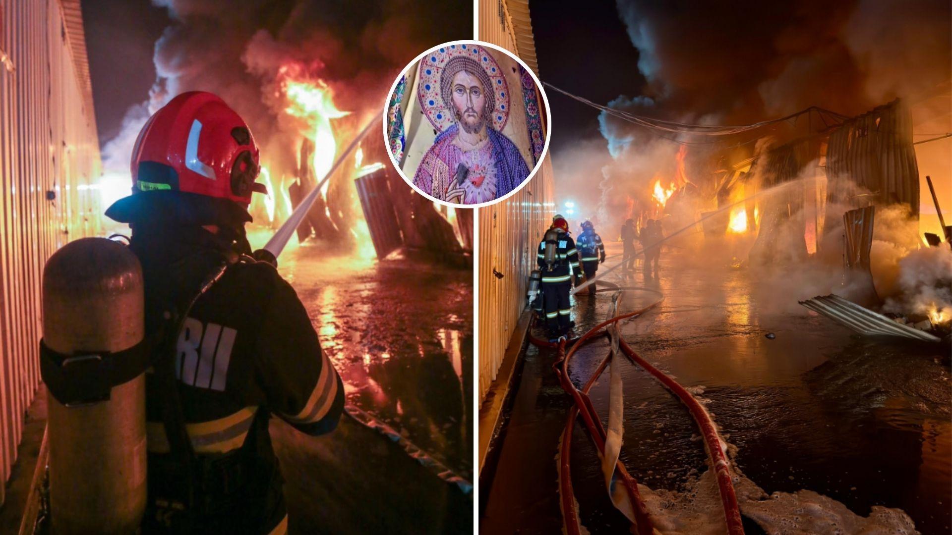 Minune după incendiul la Dragonul Roșu! O icoană cu Iisus a scăpat neatinsă. Flăcările s-au oprit la chipul M&acirc;ntuitorului